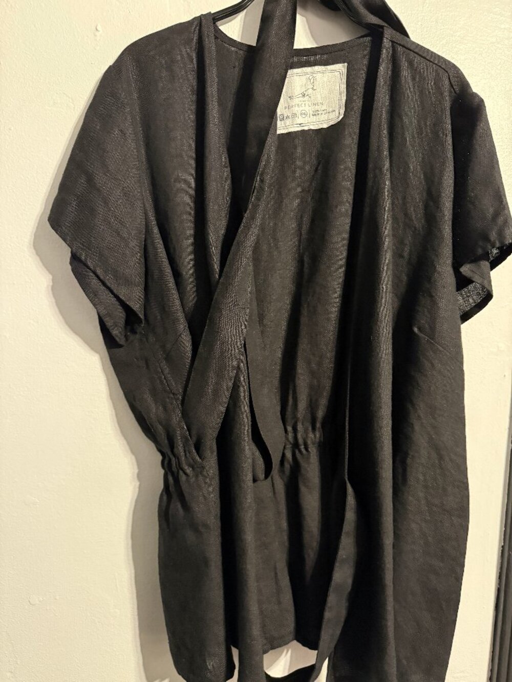 notPerfectLinen Madrid Linen Wrap Top XXL Black